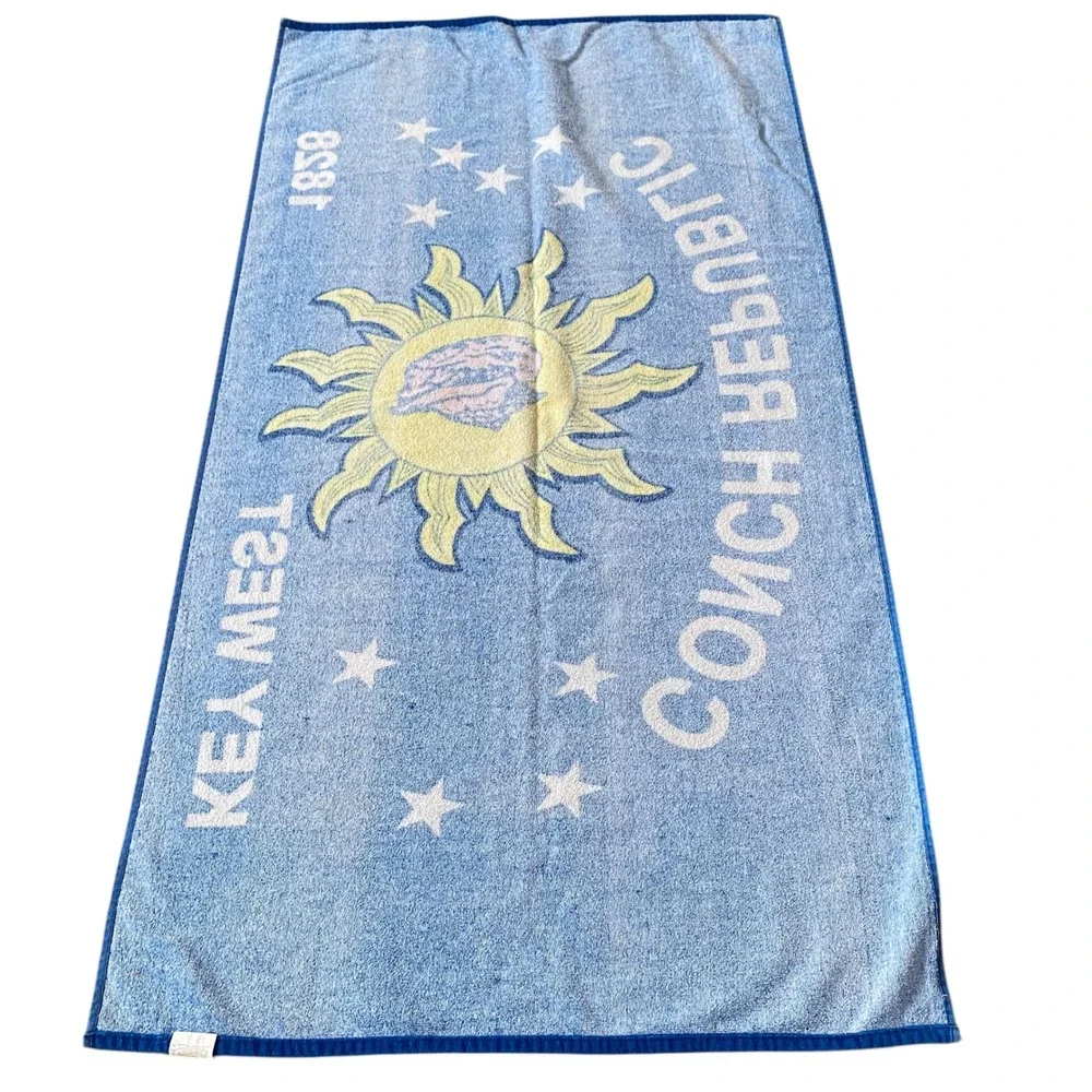 Kaufman‎ Conch Republic Key West Beach Towel Blue Cotton Sun Conch Flag 28x55